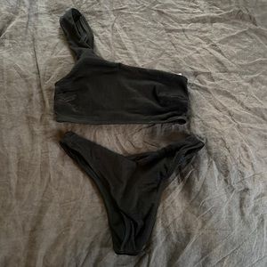 Vitamin A Swimwear Black One Shoulder Bikini